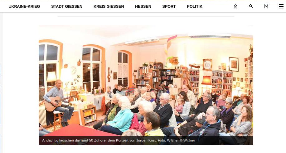 Bildschirmfoto des Artikels im Gießener Anzeiger